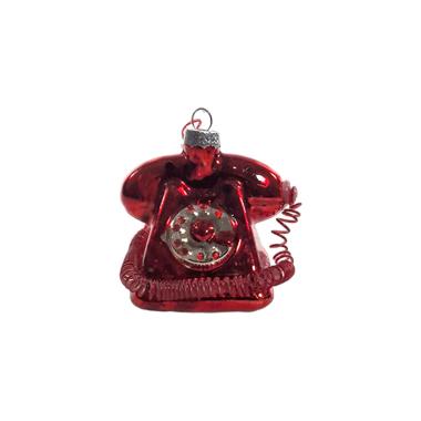 Pallina Natale Vetro cm.7x6,7 Telefono Rosso |Vacchetti