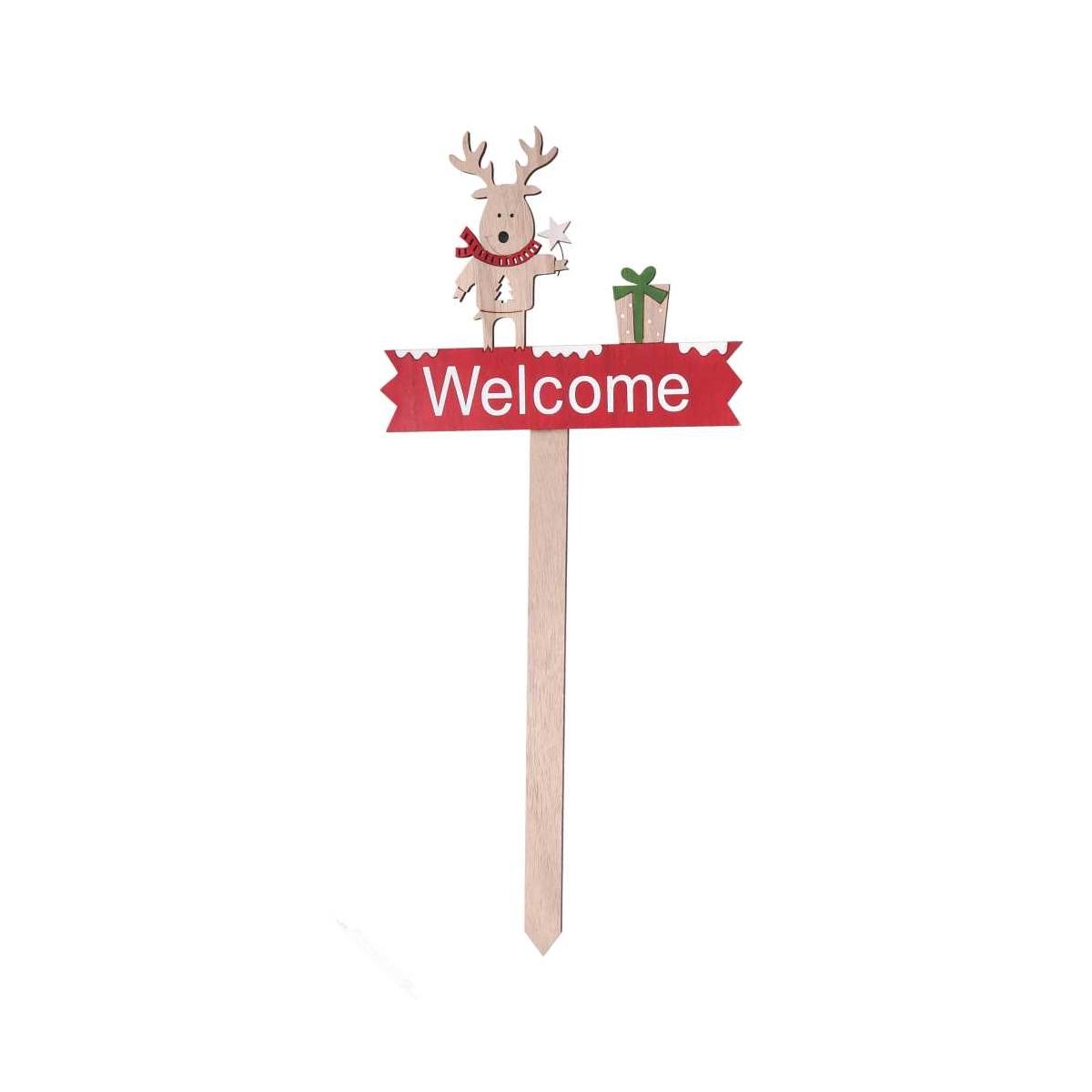Cartello Insegna Legno con Renna Welcome cm.48,5 |Vacchetti