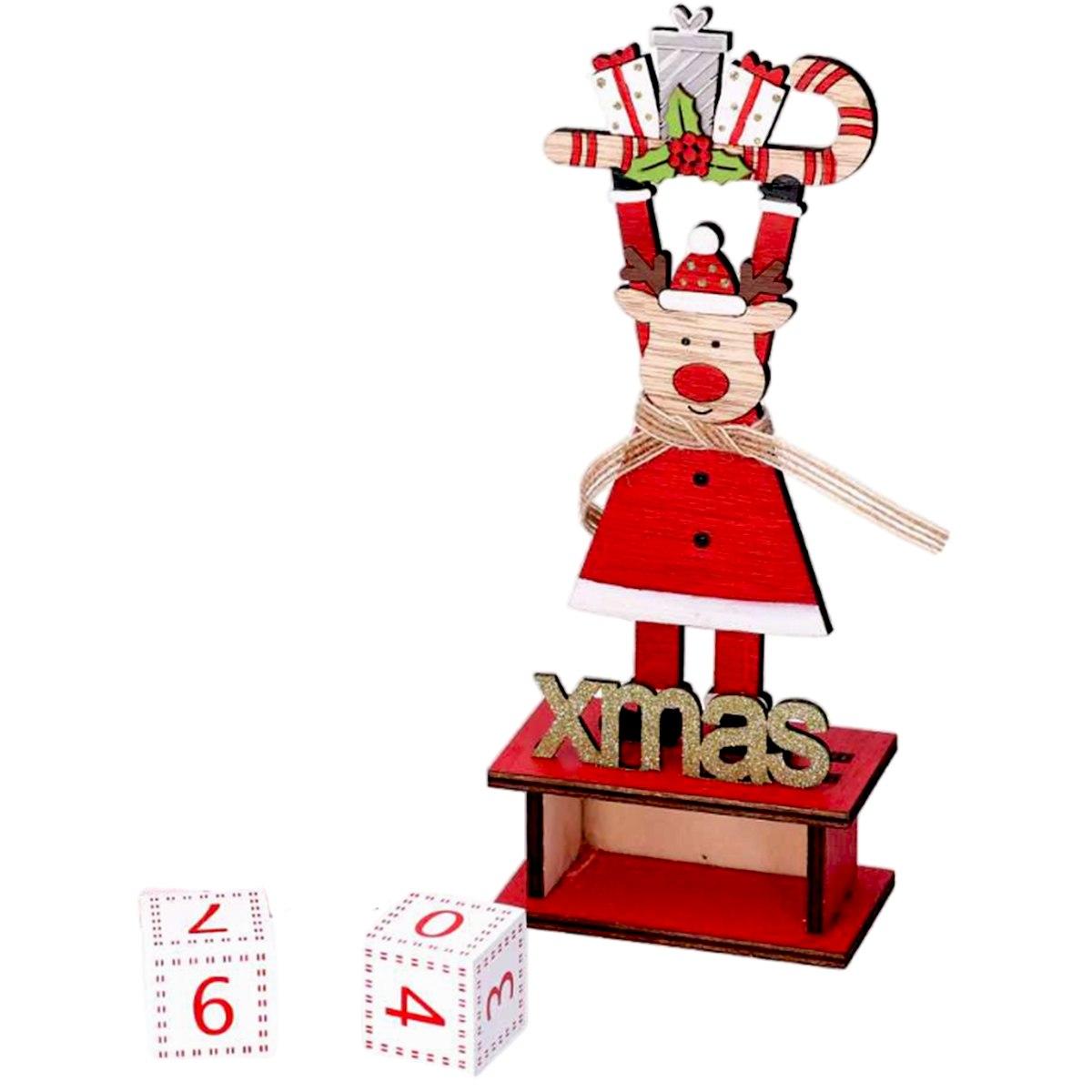 Calendario Avvento Legno conRenna cm.22,5