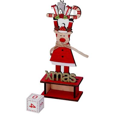 Calendario Avvento Legno conRenna cm.22,5