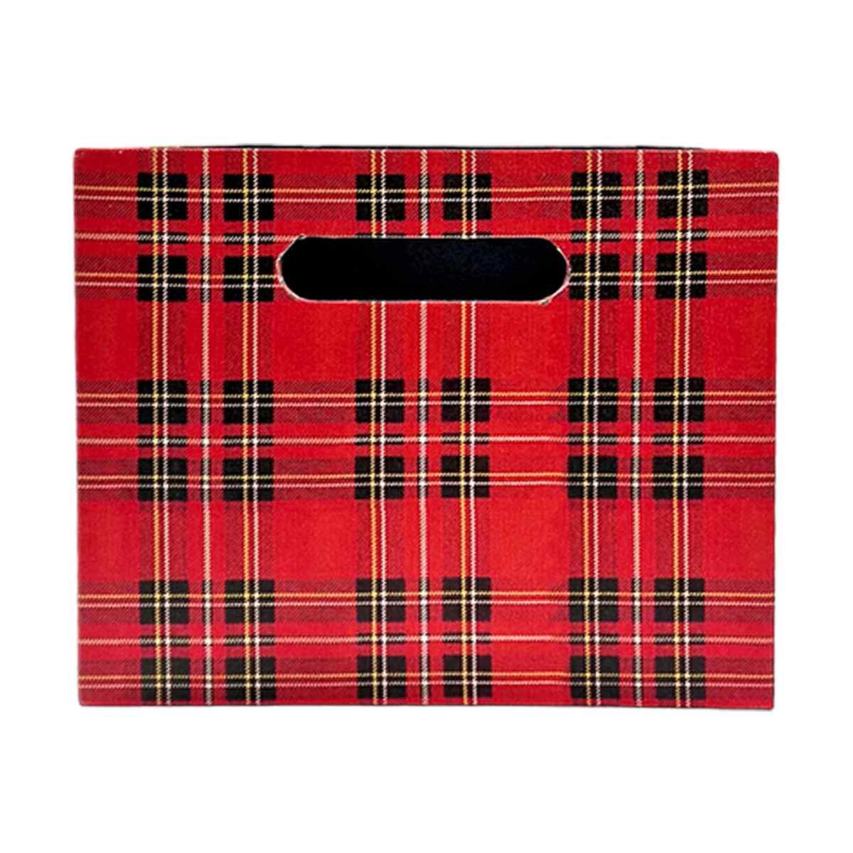 Cassetta Natale Ecopelle Tartan Rossa cm.36x24xh20 |Vacchetti