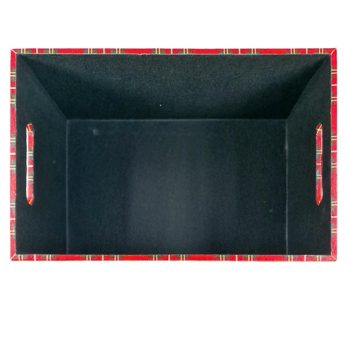 Cassetta Natale Ecopelle Tartan Rossa cm.36x24xh20 |Vacchetti