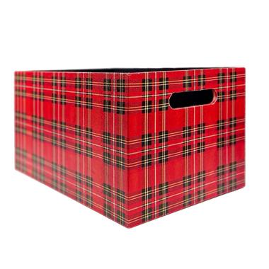 Cassetta Natale Ecopelle Tartan Rossa cm.36x24xh20 |Vacchetti