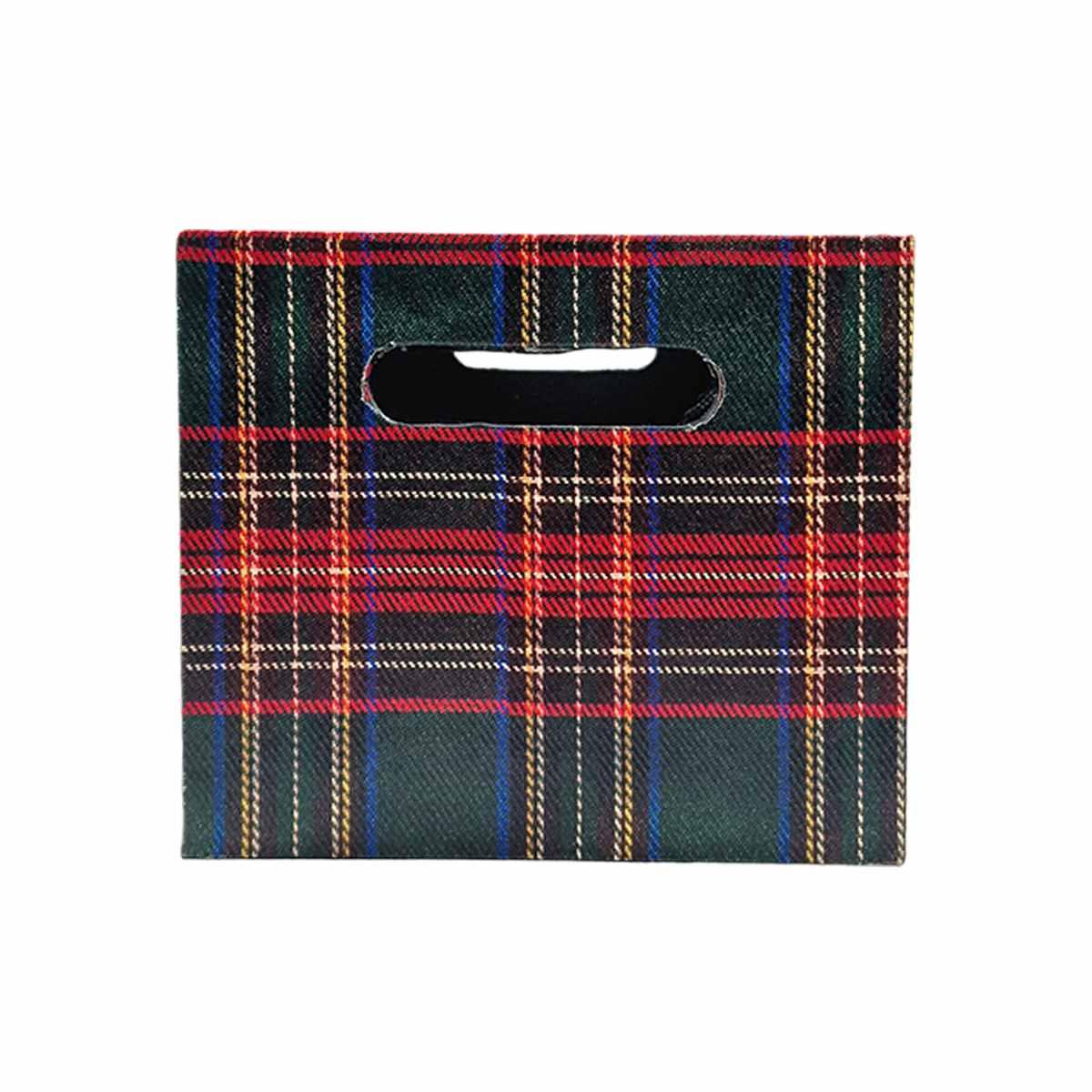 Cassetta Natale Ecopelle Tartan Verde cm.30x20xh18 |Vacchetti