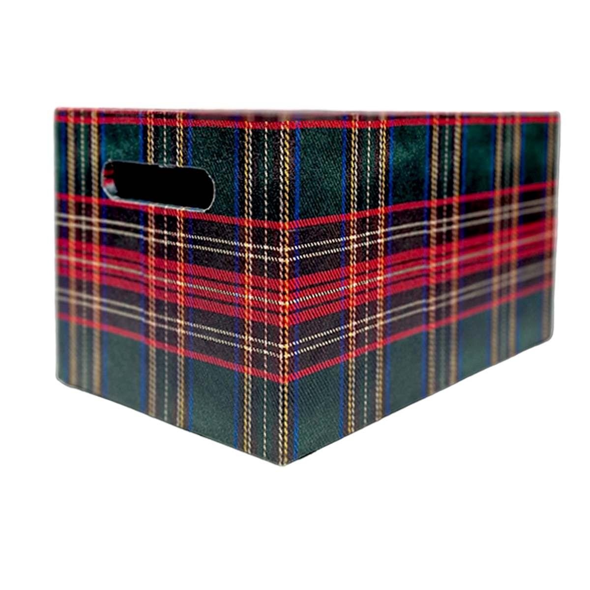 Cassetta Natale Ecopelle Tartan Verde cm.30x20xh18 |Vacchetti