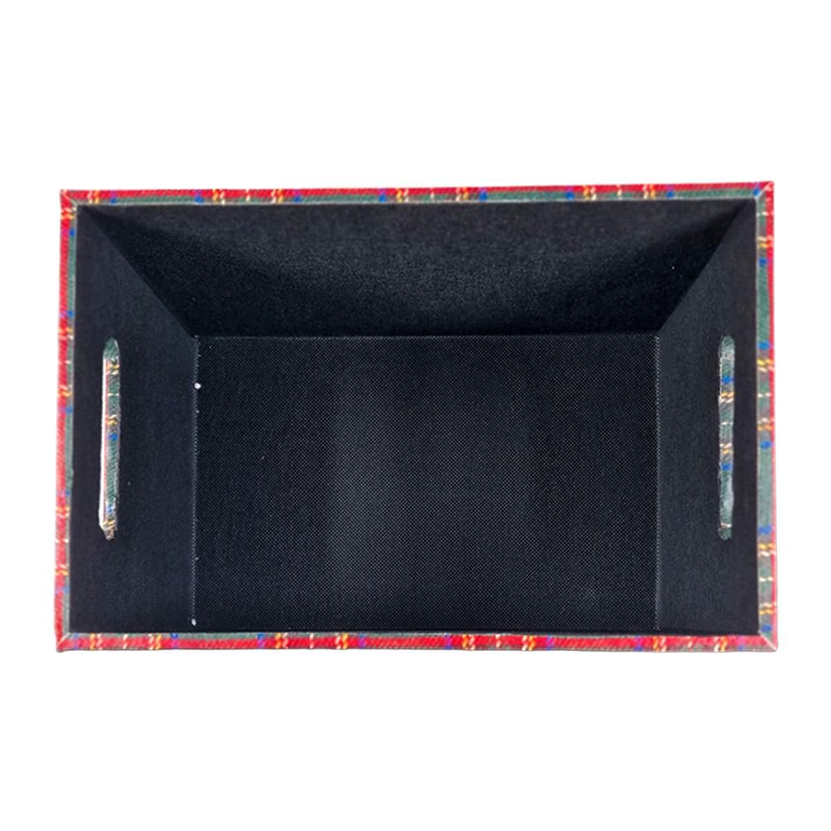 Cassetta Natale Ecopelle Tartan Verde cm.30x20xh18 |Vacchetti