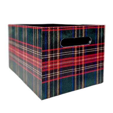 Cassetta Natale Ecopelle Tartan Verde cm.30x20xh18 |Vacchetti