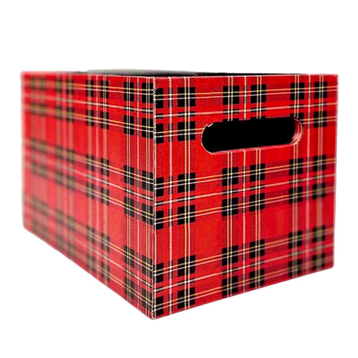 Cassetta Natale Ecopelle Tartan Rossa cm.26x16xh16 |Vacchetti
