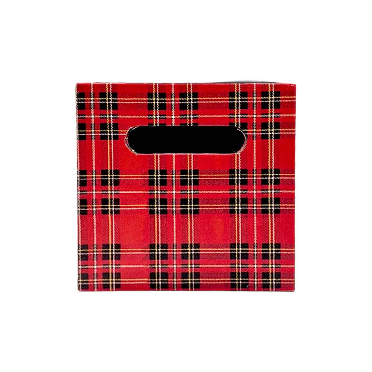 Cassetta Natale Ecopelle Tartan Rossa cm.26x16xh16 |Vacchetti