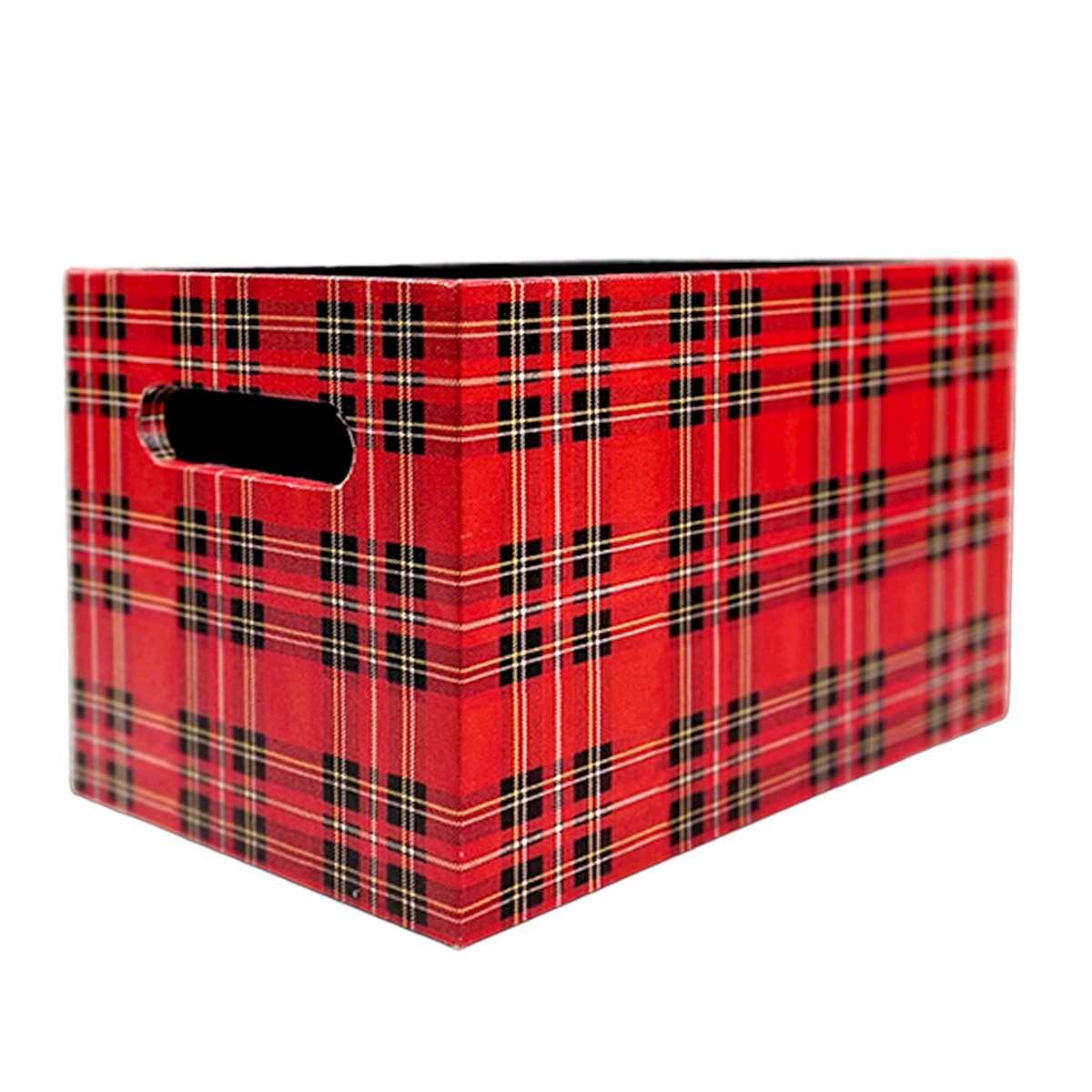 Cassetta Natale Ecopelle Tartan Rossa cm.26x16xh16 |Vacchetti