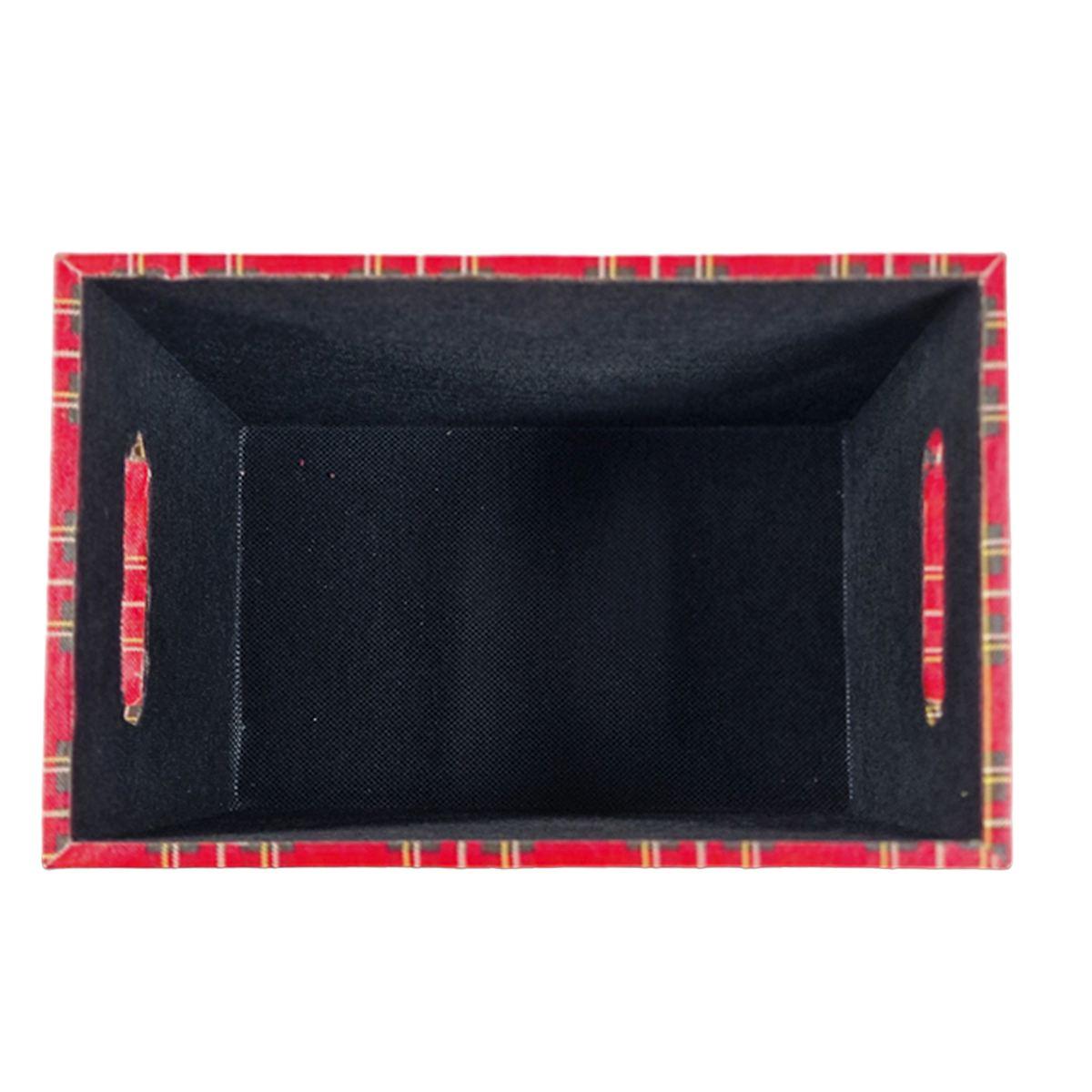 Cassetta Natale Ecopelle Tartan Rossa cm.26x16xh16 |Vacchetti