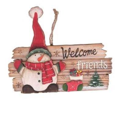 Targa Legno con Pupazzo Neve cm.23x19