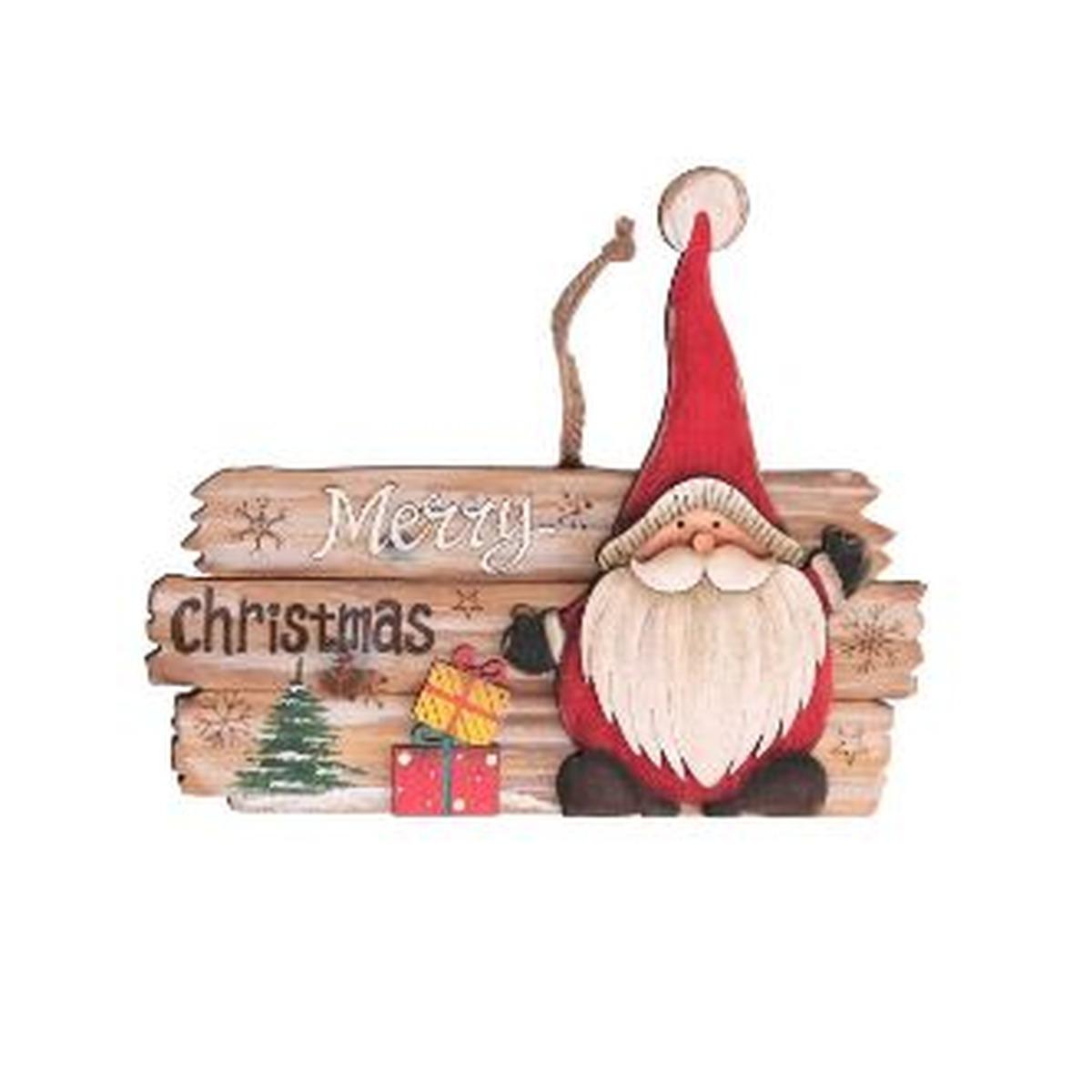 Targa Legno con Babbo Natale cm.23x19