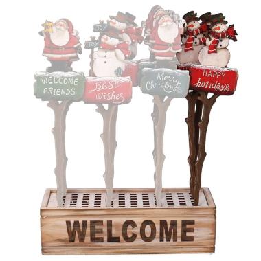 Targa Legno Natale da Vaso con Pupazzo di Neve cm.34,5