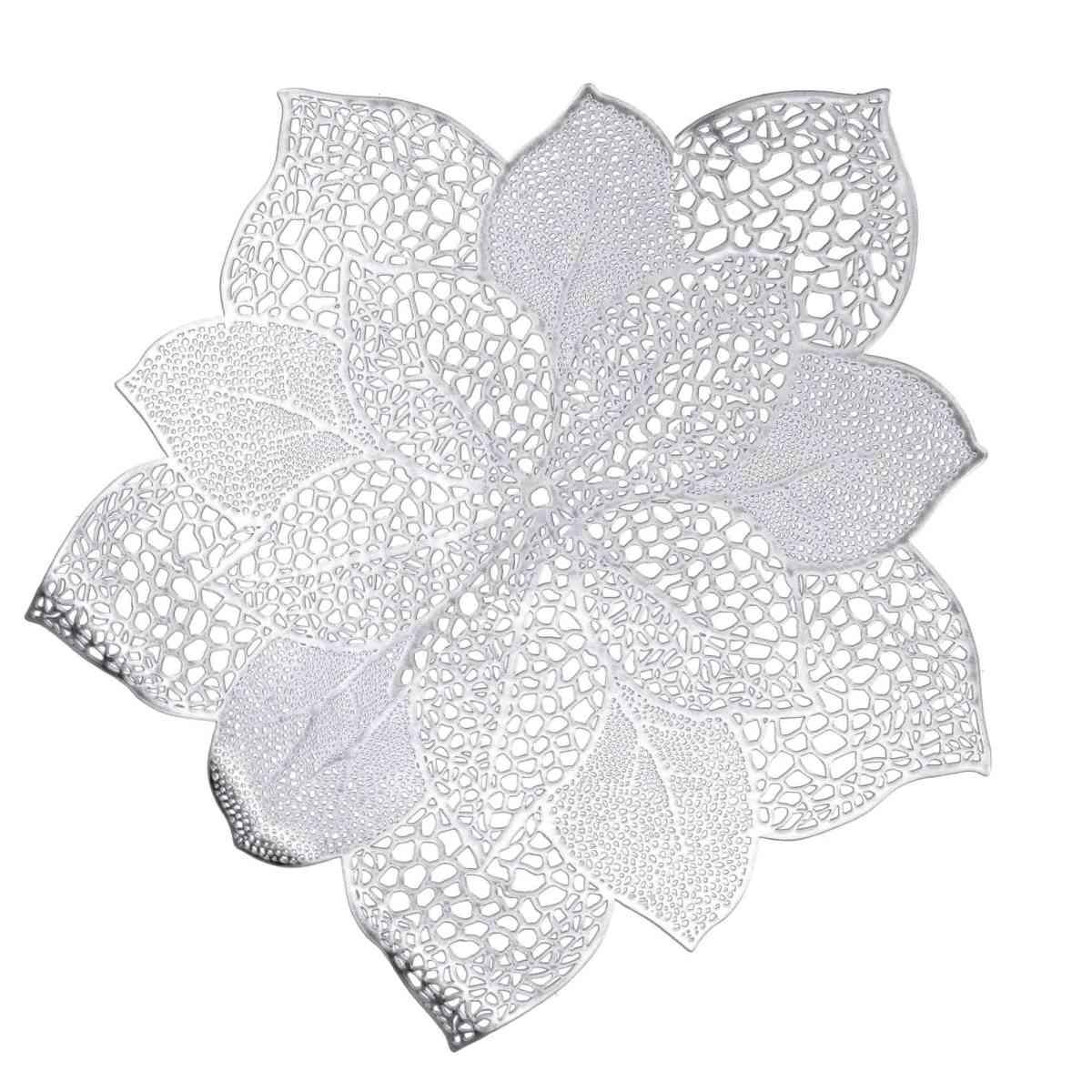 Tovaglietta Natalizia Sottopiatto PVC Fiore Argento cm.44 |Vacchetti