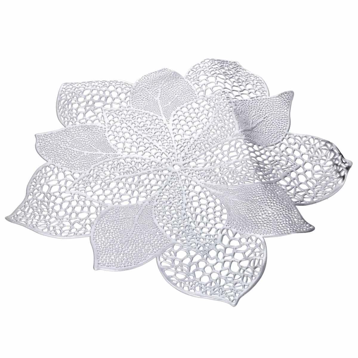 Tovaglietta Natalizia Sottopiatto PVC Fiore Argento cm.44 |Vacchetti