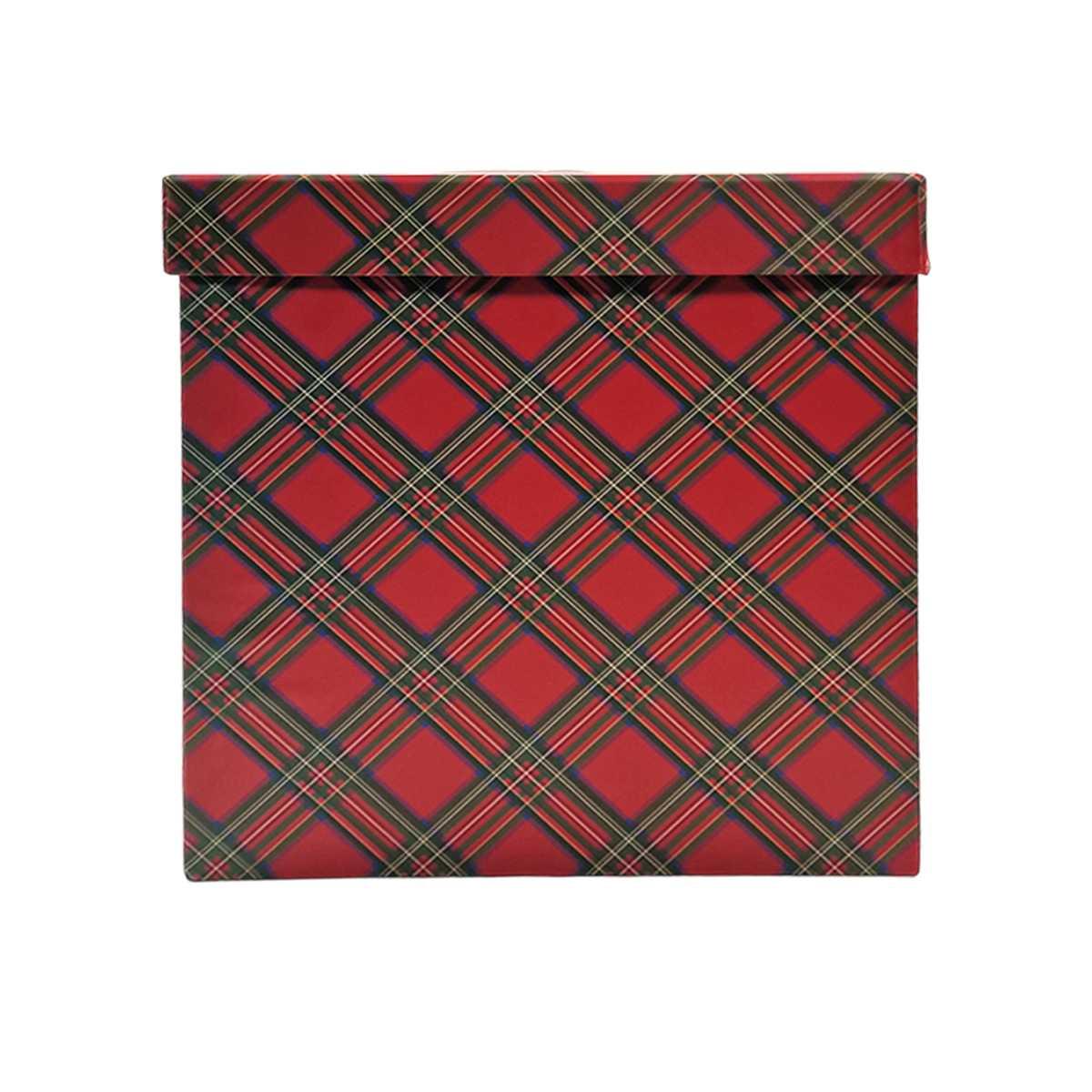 Scatola Natale Cartone Tartan Rossa cm.22x22x23 |Vacchetti