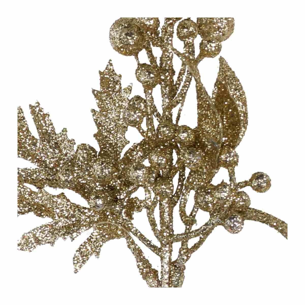 Fiore Natale Oro Pick con Bacche cm.33 |Vacchetti