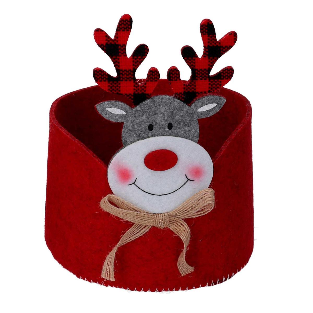 Cesto Natale Renna Feltro cm.Ø14xh21 |Vacchetti