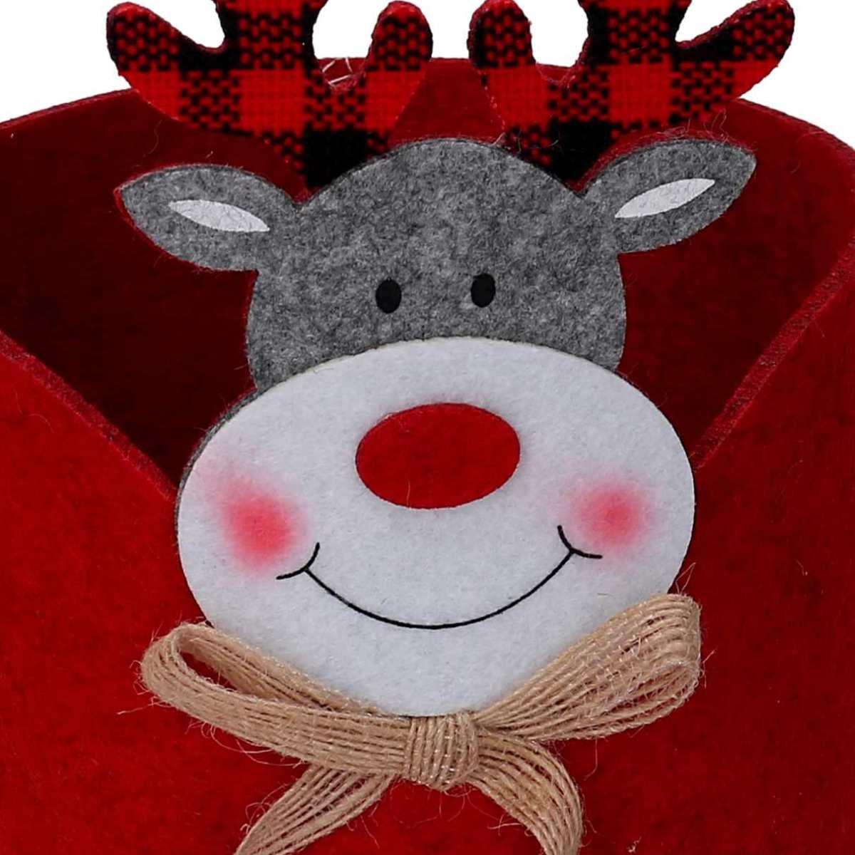 Cesto Natale Renna Feltro cm.Ø14xh21 |Vacchetti