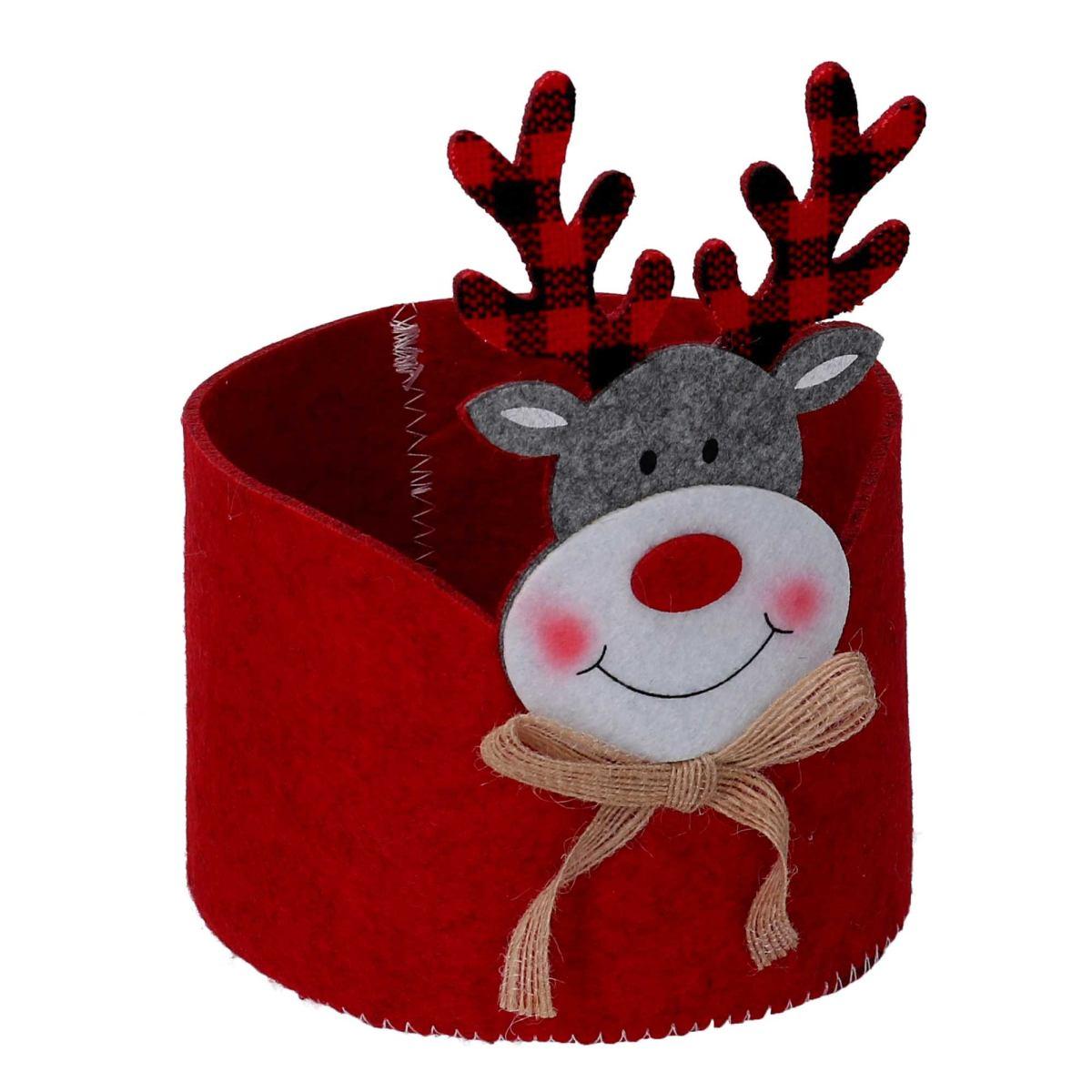 Cesto Natale Renna Feltro cm.Ø14xh21 |Vacchetti