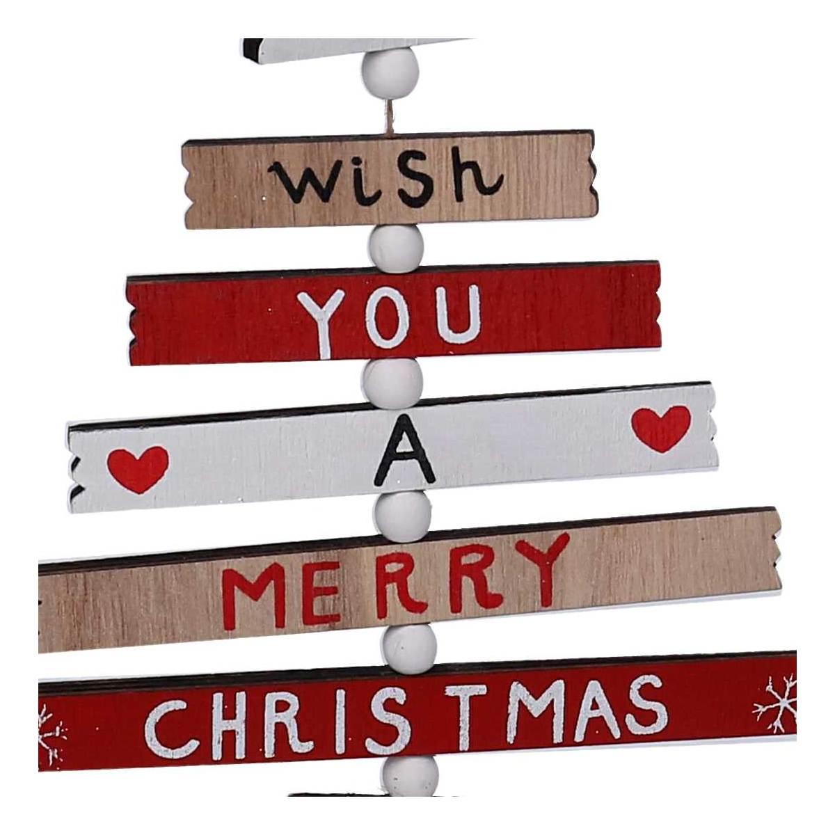 Decorazione Natalizia Albero Legno con Scritta e Campanelli cm.34 |Vacchetti