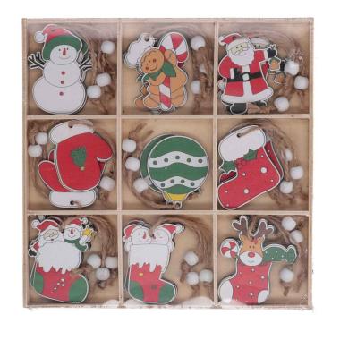 Pallina Natale cm.6 Soggetti Assortiti Legno Set pz.27 |Vacchetti