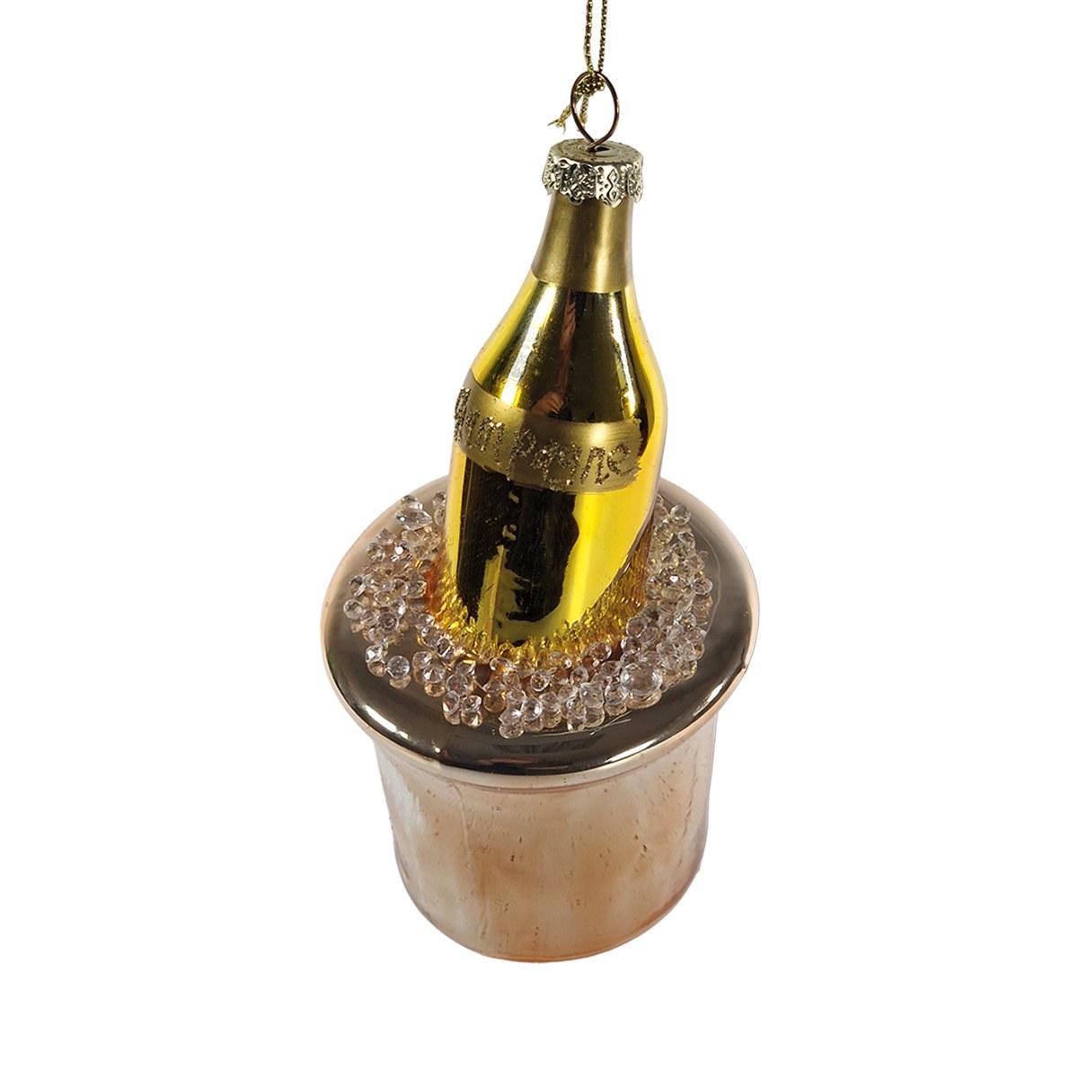 Pallina Natale Vetro Bottiglia Spumante cm.12,5 |Vacchetti