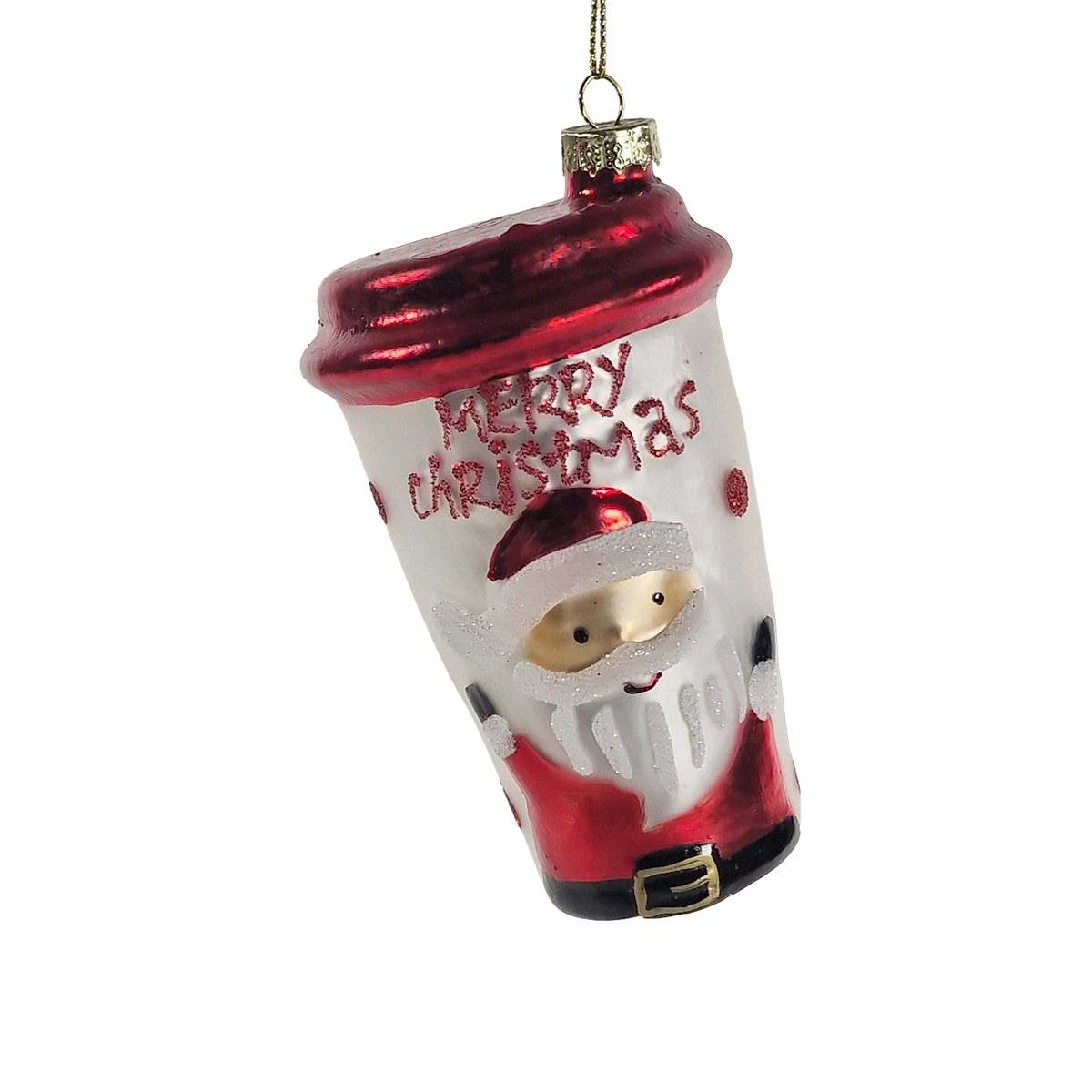 Pallina Natale Vetro cm.11,5 Bicchiere con Babbo Natale |Vacchetti