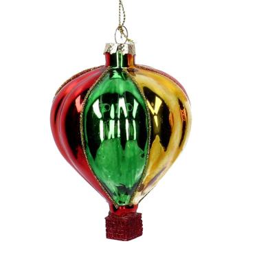 Pallina Natale Vetro cm.10 Mongolfiera Multicolor |Vacchetti