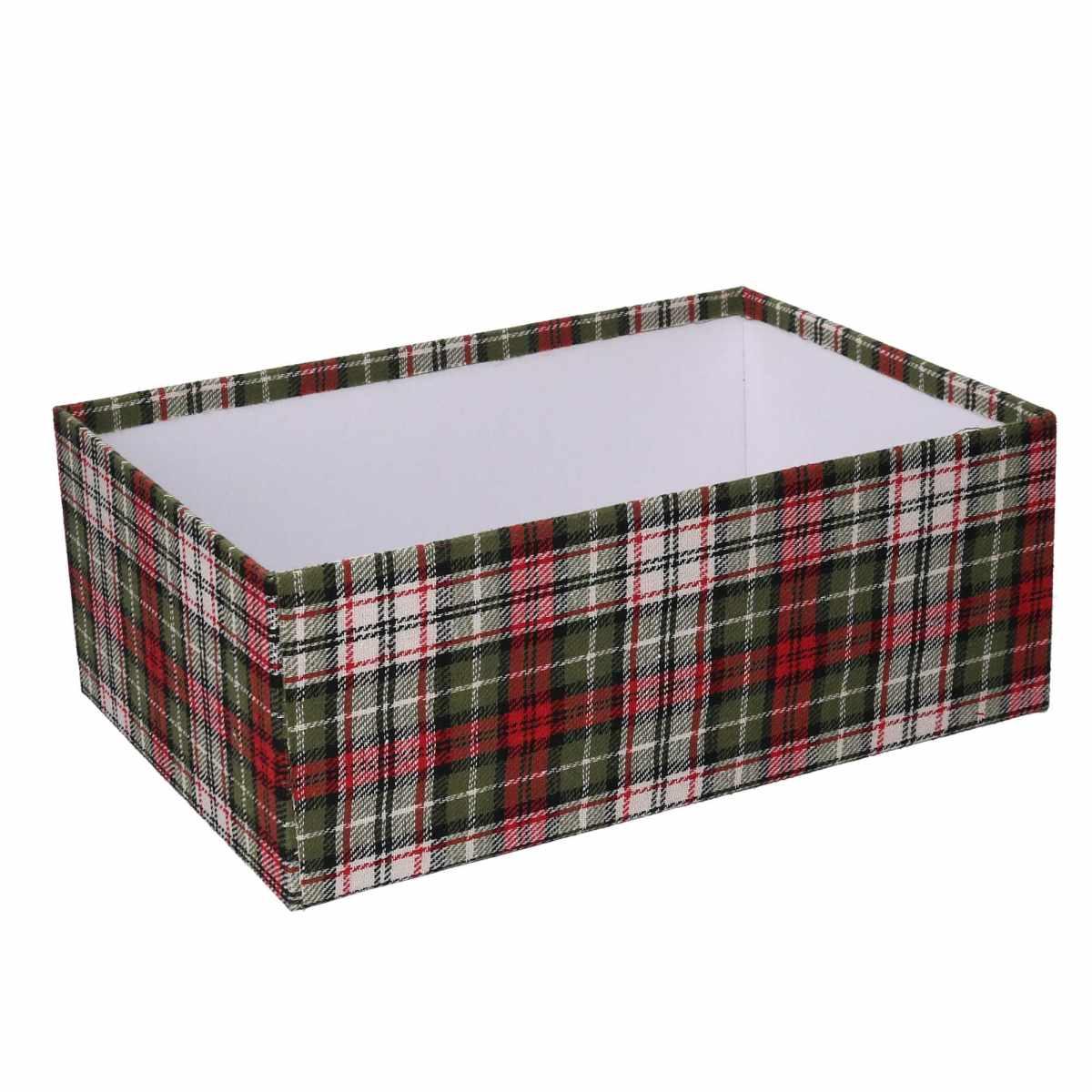 Scatola Natale Cartone Tartan Verde Rossa cm.41x31xh21 |Vacchetti