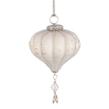 Pallina Natale Vetro Trottola Bianca cm.cm.Ã˜9,5 |Bizzotto