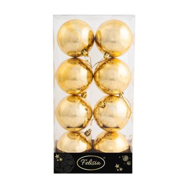 Pallina Natale cm.Ã˜8 Oro Lucido Set pz.8 |Cometa Collections