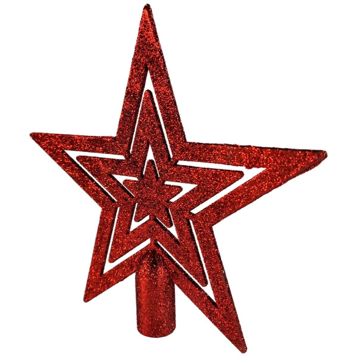 Puntale Albero Natale cm.20 Stella Rosso Glitter |Cometa Collections