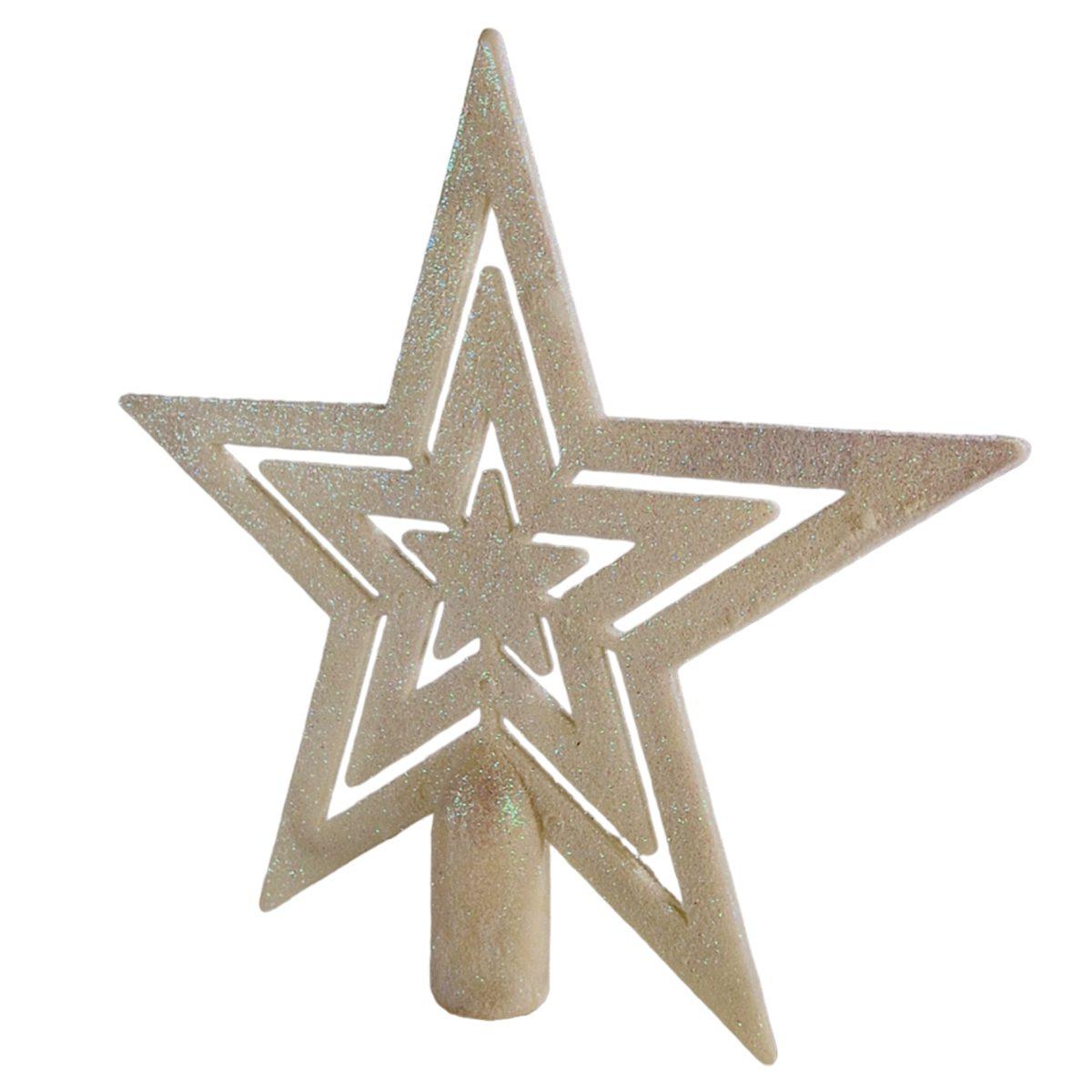 Puntale Albero Natale cm.20 Stella Bianca Glitter |Cometa Collections