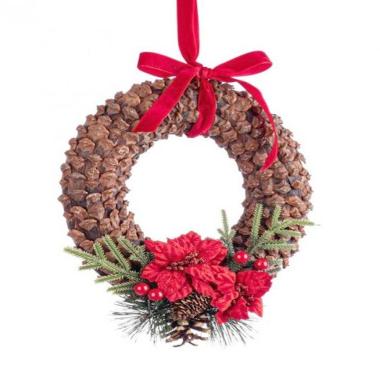 Fuoriporta Legno con Pigne e Bacche cm.24x27 |Bizzotto