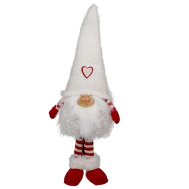 Gnomo Tessuto con Abito Bianco con Luce cm.40