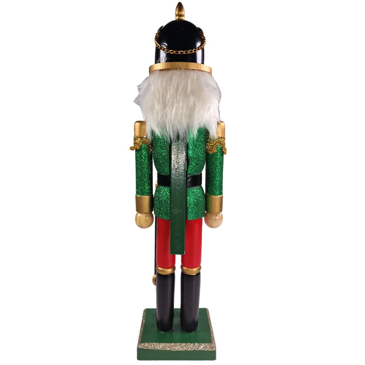 Soldatino Schiaccianoci Legno Divisa Verde cm.40 |Mazzeo