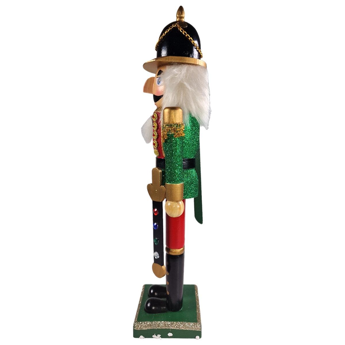 Soldatino Schiaccianoci Legno Divisa Verde cm.40 |Mazzeo