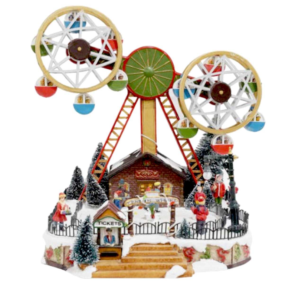 Giostra Natale Ruota Panoramica con Luci Mov Suoni cm.31x29x28 |Mazzeo