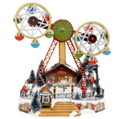 Giostra Natale Ruota Panoramica con Luci Mov Suoni cm.31x29x28 |Mazzeo