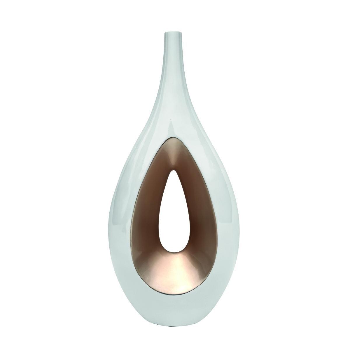 Vaso Ceramica Goccia Bianco/Oro Alto cm.26x63 |Ambienti Glamour