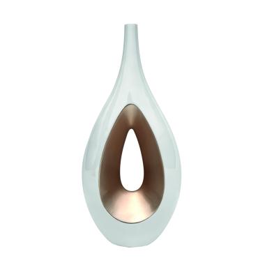 Vaso Ceramica Goccia Bianco/Oro Alto cm.26x63 |Ambienti Glamour