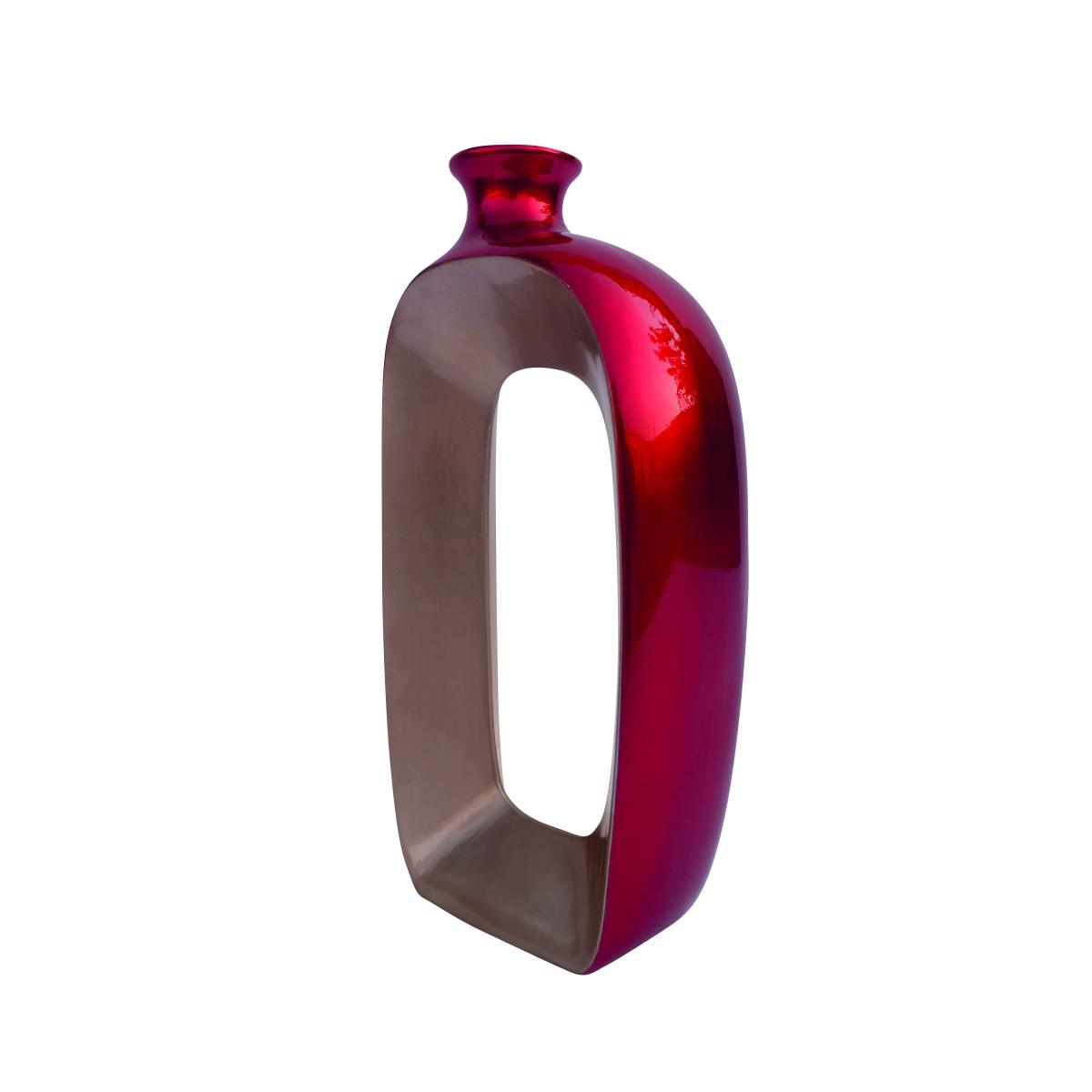 Vaso Ceramica Rosso Beige Forato cm.23x51 |Ambienti Glamour