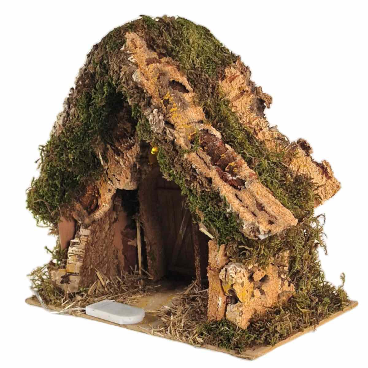 Capanna Legno con Luci Batteria 25x14xH22 con Porta | Rossi Rosa