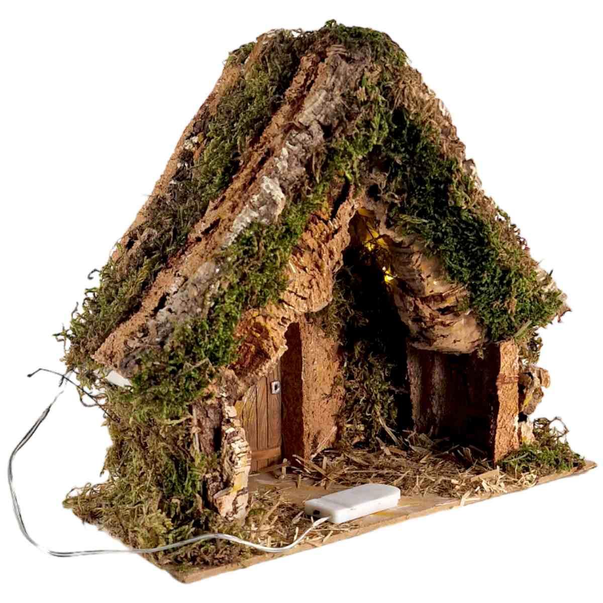 Capanna Legno con Luci Batteria 25x14xH22 con Porta | Rossi Rosa