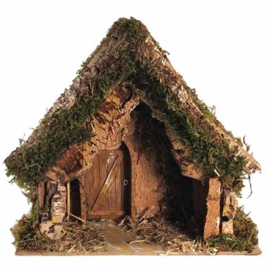 Capanna Legno con Luci Batteria 25x14xH22 con Porta | Rossi Rosa