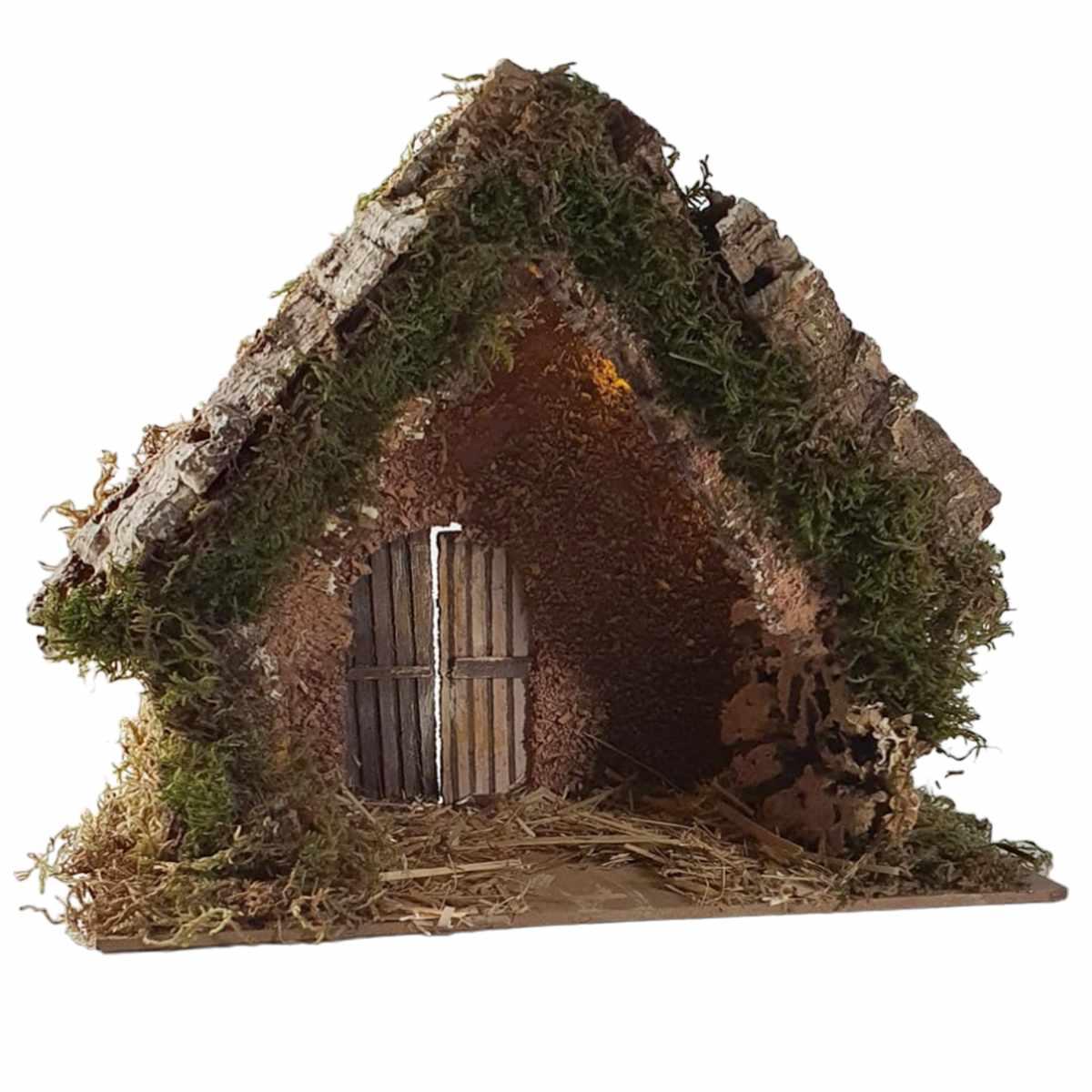 Capanna Legno con Luci Batteria 25x14xH22 Legno | Rossi Rosa