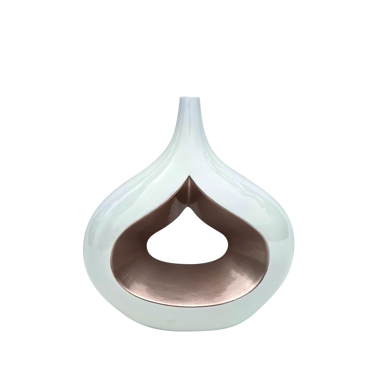 Vaso Ceramica Goccia Bianco Oro cm.36x40 | Ambienti Glamour