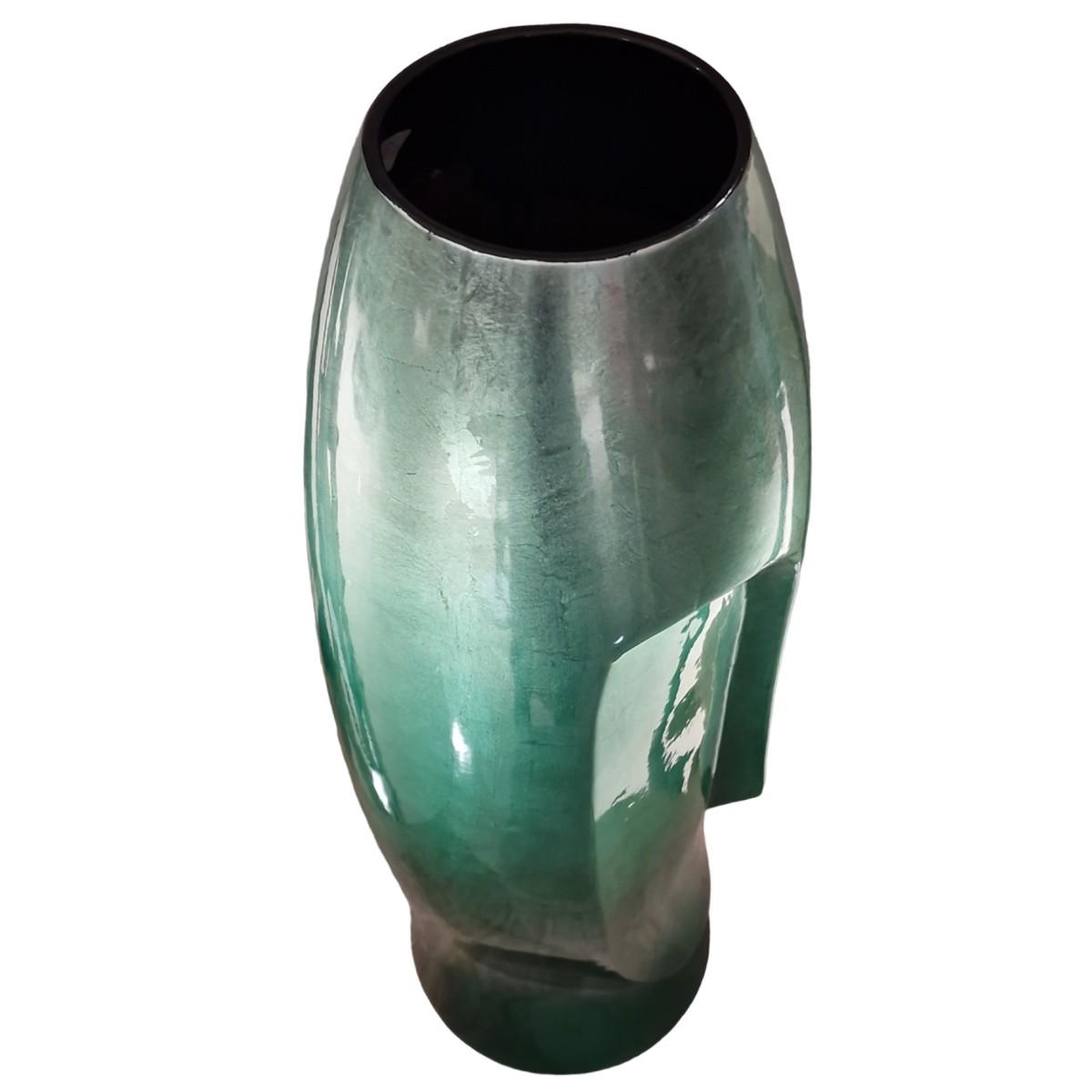 Vaso Ceramica Sculture Verde cm.Ã˜19x51
